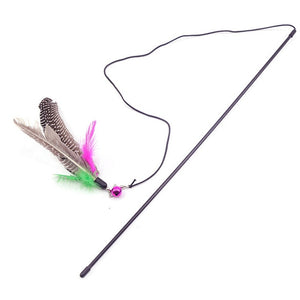 Toy Stick Feather Wand With Small Bell Mouse